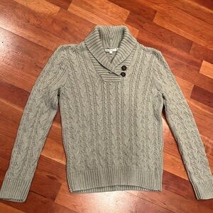 EUC PRIA Sage Cable Knit Cowl Collar Sweater